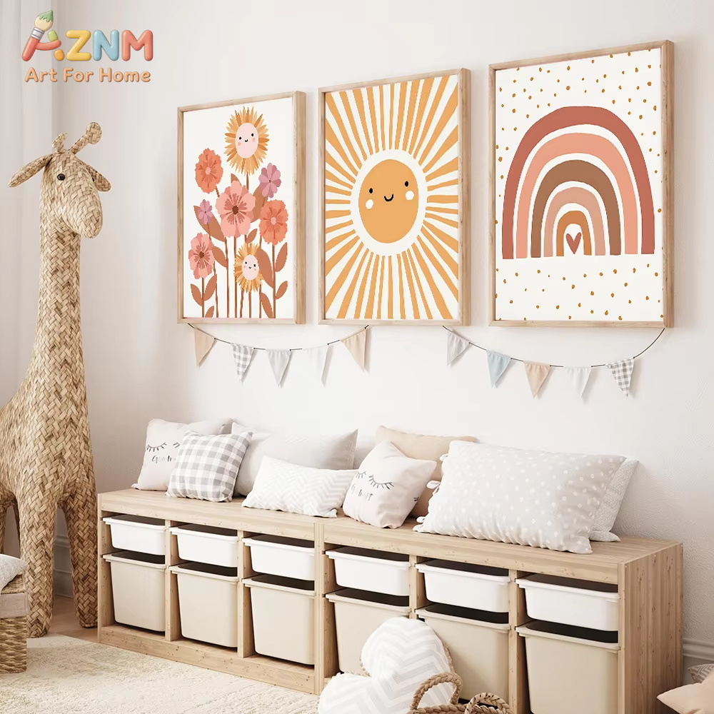 Baby Nursery Neutral - AZNM Boho Neutralny Obraz na Płótnie