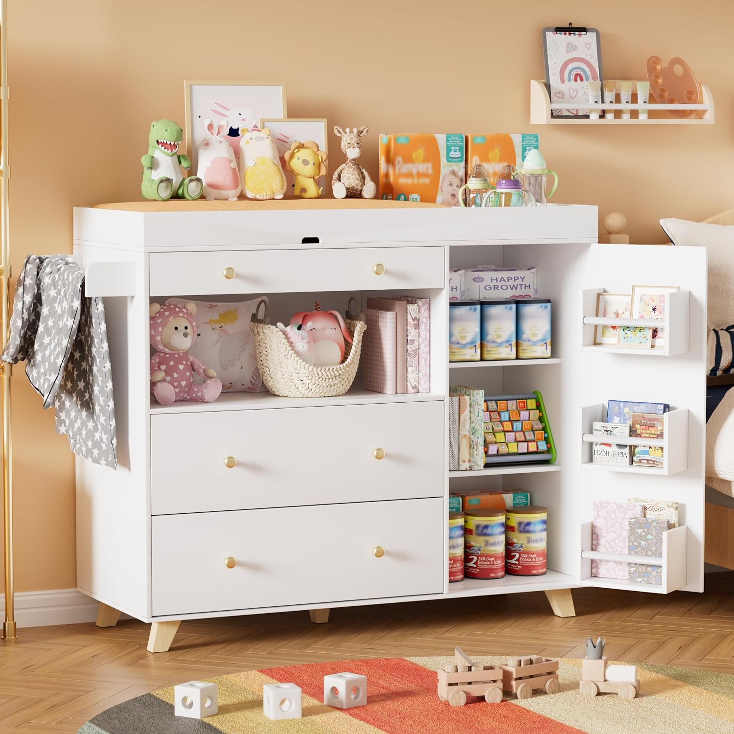 Baby Nursery Drawers - Stół do przewijania dziecka, nowoczesna przewijarka,