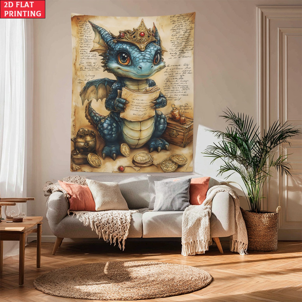 Baby Nursery Modern - Smoczy dziecko korona skarb fantazja gobelin