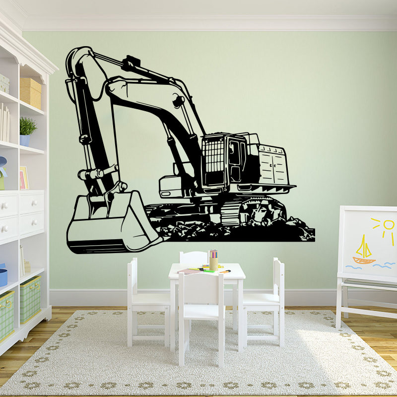 Baby Nursery Stickers - Duża ciężka maszyna Koparka Koparka Naklejka