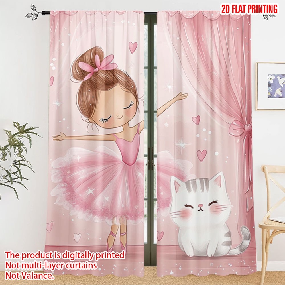 Baby Nursery Blackout Curtains - Różowe Zasłony z Motywem Baleriny i