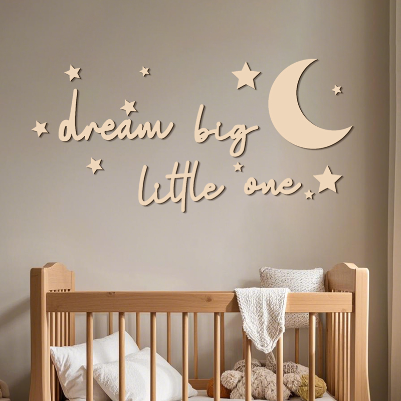 Baby Nursery Modern - Dream Big Little One Drewniane znaki