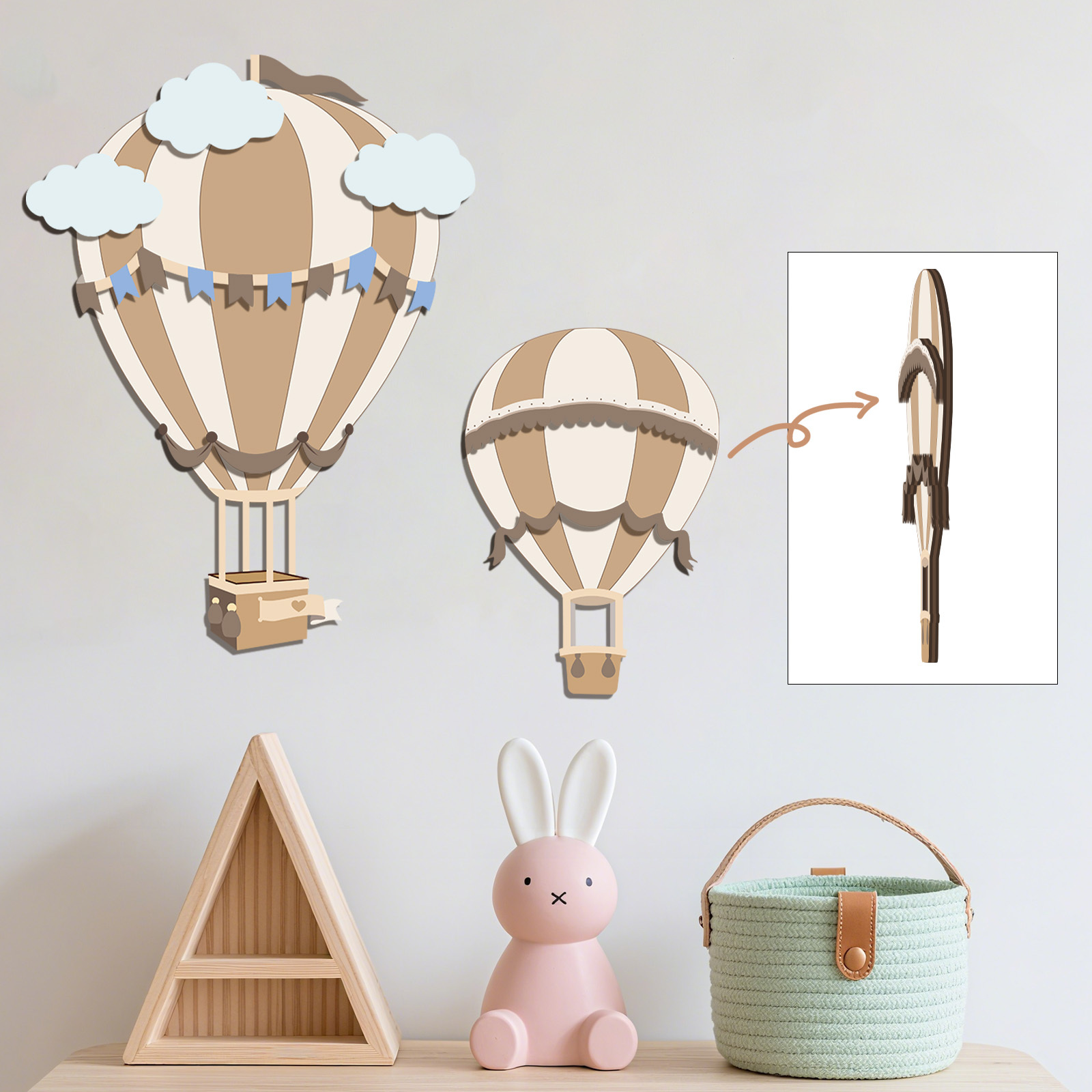 Baby Nursery Neutral - Neutralny drewniany wystrój ścienny z motywem