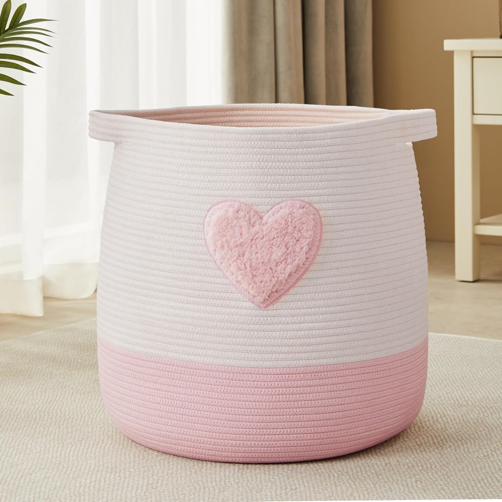 Baby Nursery Modern - Różowy Kosz na Pranie dla Dzieci