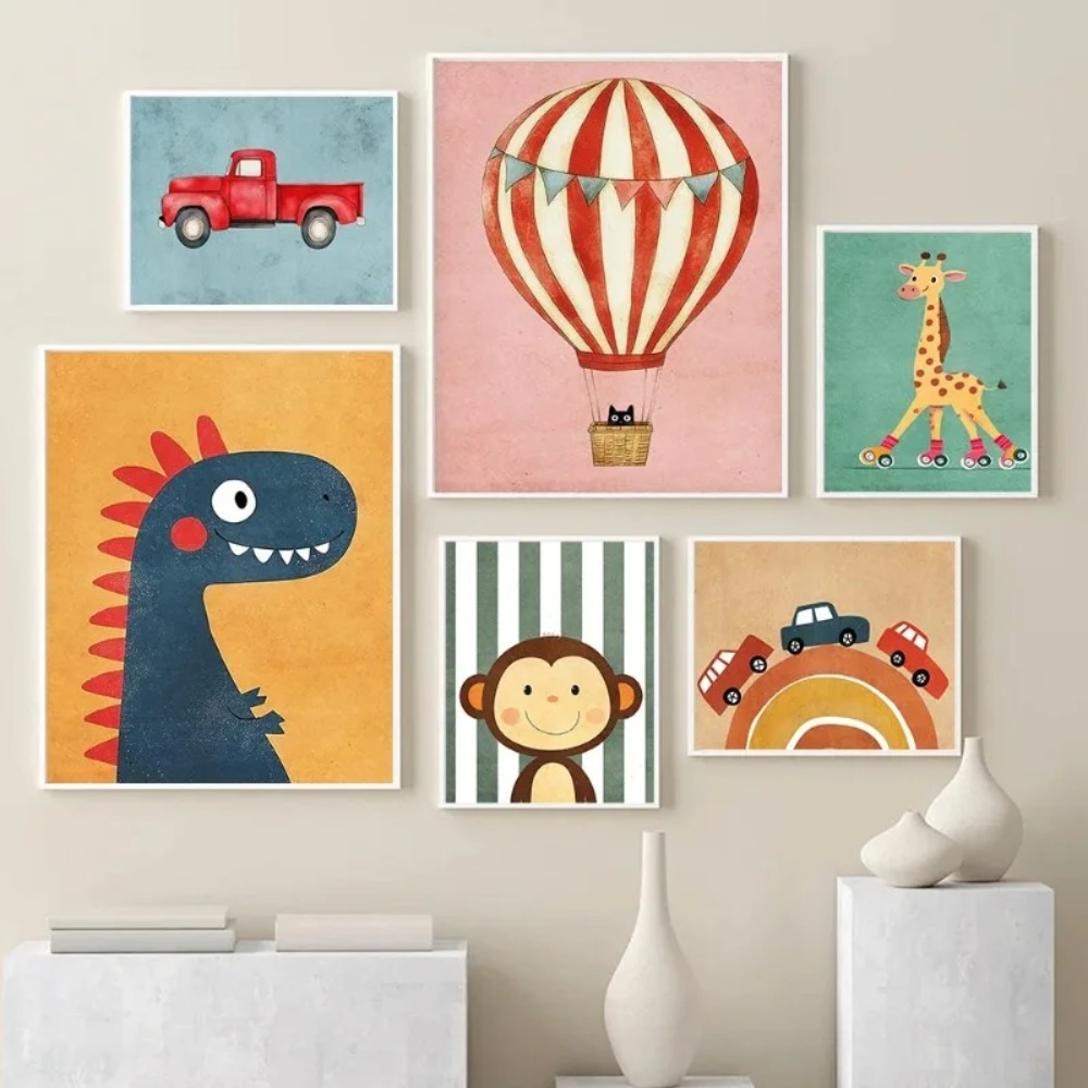 Baby Nursery Neutral - Tygrys Lew Żaba Niedźwiedź Kot Balon