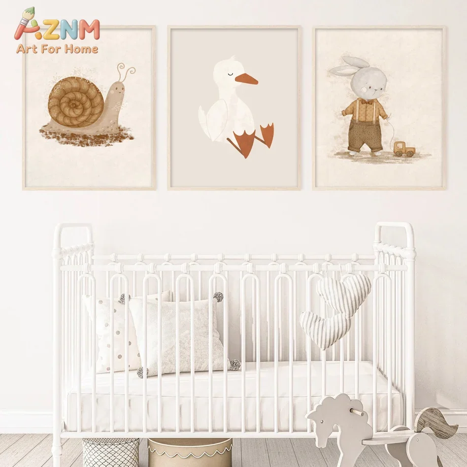 Baby Nursery Neutral - AZNM Neutralne Obrazki na Płótnie ze