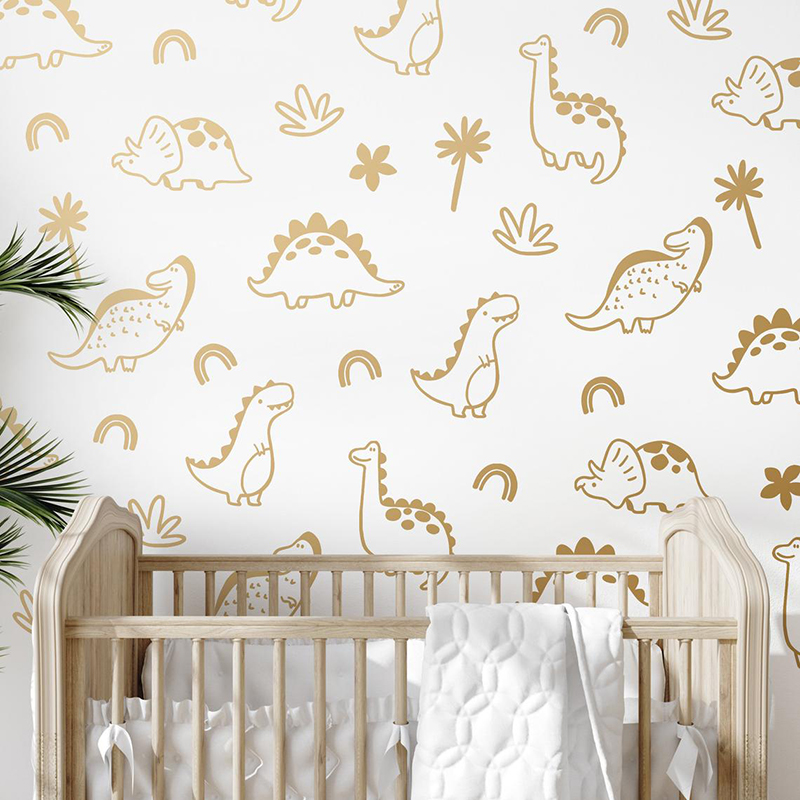 Baby Nursery Furniture - Geometryczne drzewo dinozaura tęczowa naklejka ścienna