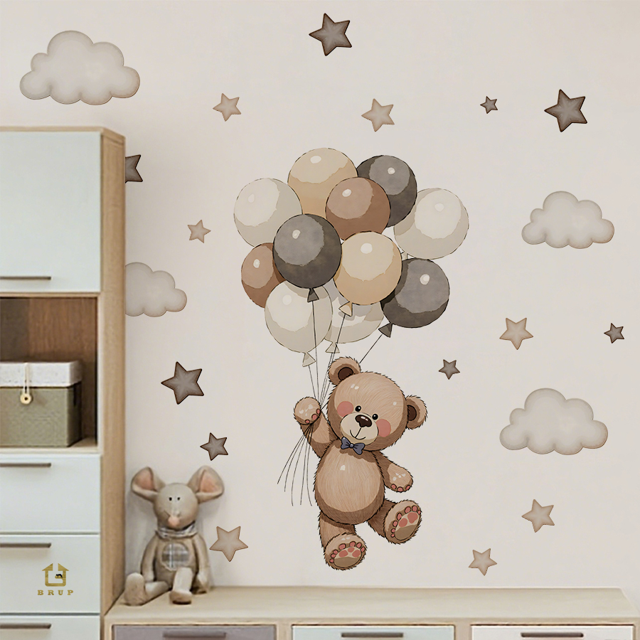Baby Nursery Stickers - Urocze naklejki ścienne z misiami, zdejmowalne