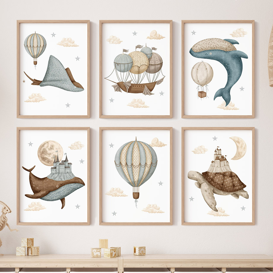 Baby Nursery Home - Wieloryb, żółw, zamek, balon, nordyckie dekoracje
