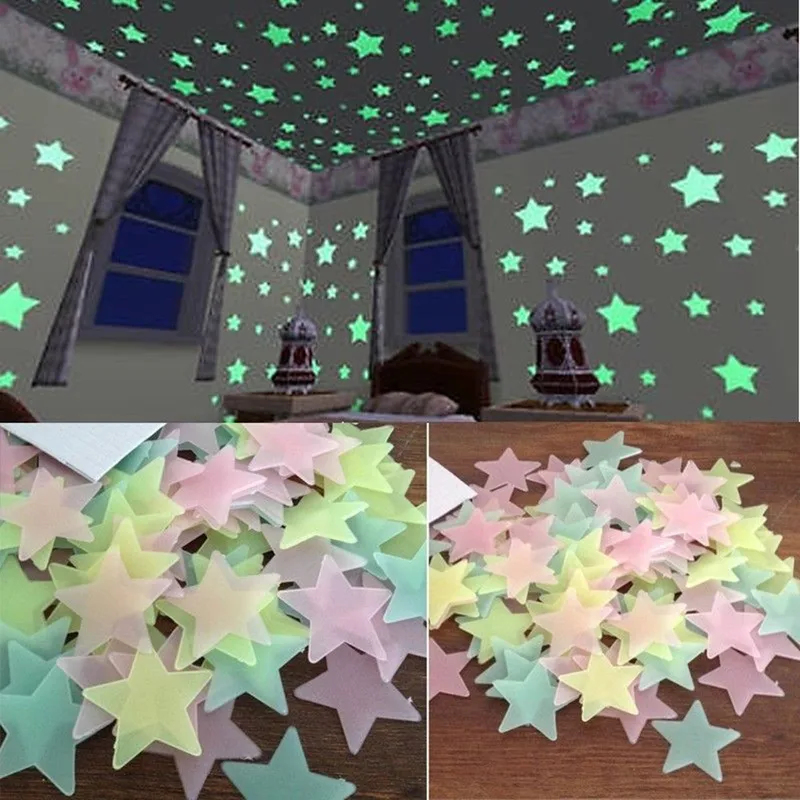 Baby Nursery Stickers - 100 szt. Fluorescencyjnych, świecących w ciemności