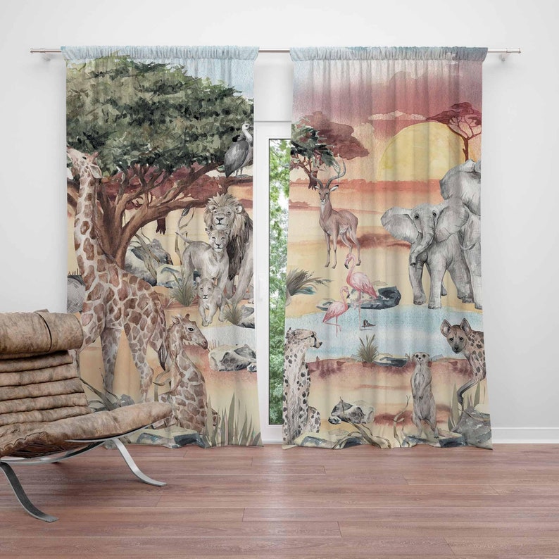 Zasłony Safari Zwierzęta Pokój – Baby Nursery Blackout Curtains recenzja i cena