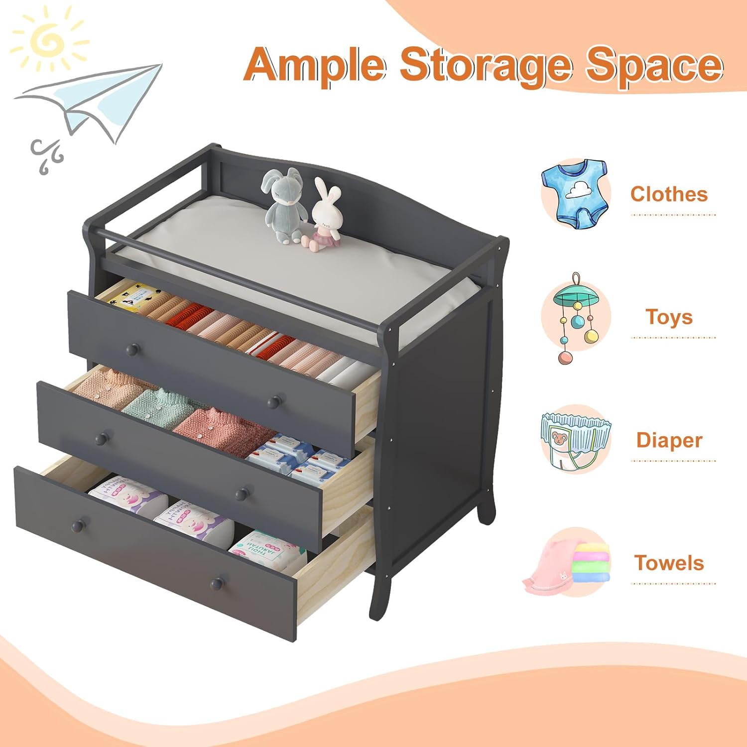 Stolik do przewijania dziecka  – Baby Nursery Drawers recenzja i cena