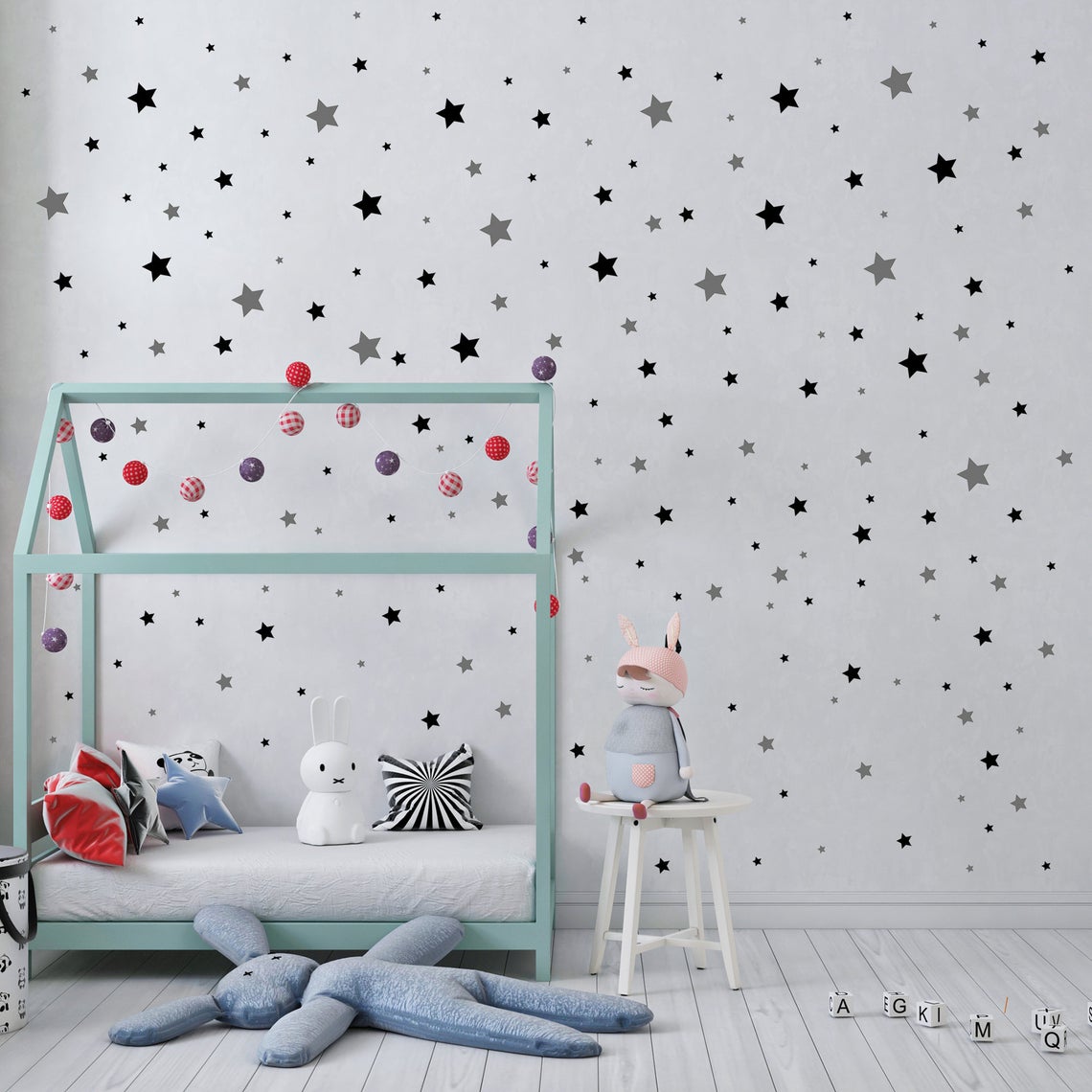 Cartoon 65Pcs Star Wall Sticke – Baby Nursery Furniture recenzja i cena