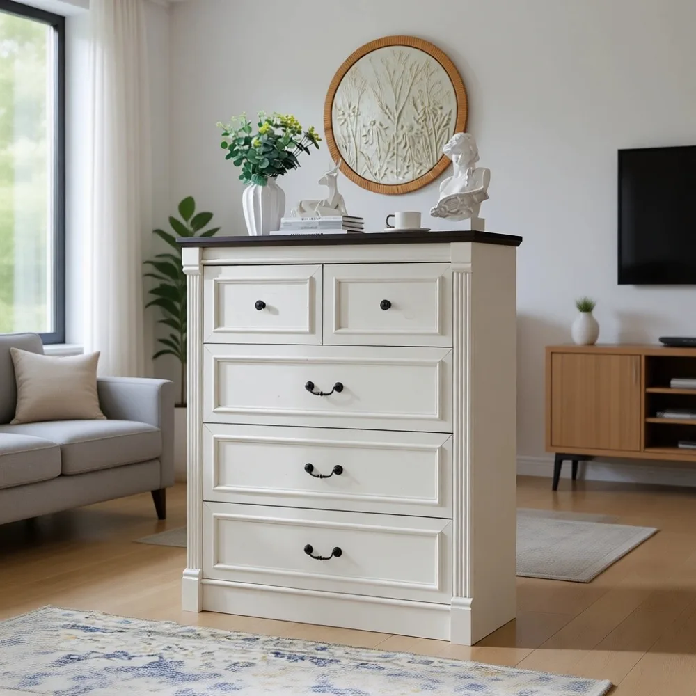 Komoda do sypialni z 5 szuflad – Drawer Dresser White recenzja i cena