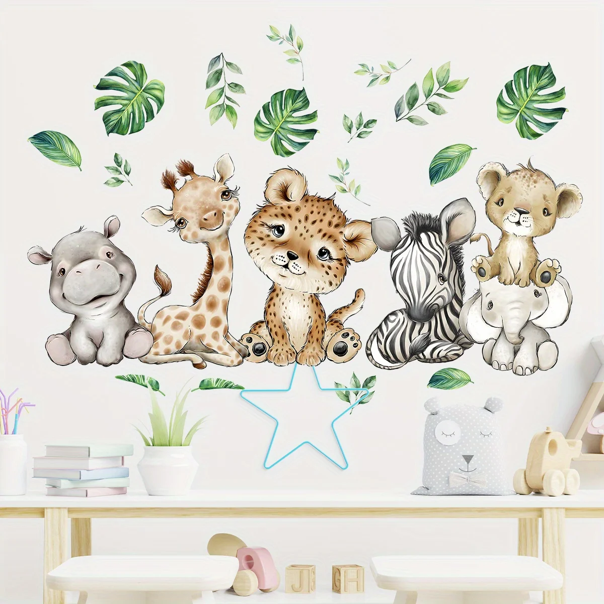 1PC Cartoon Cute Hippo Tiger E – Baby Nursery Stickers recenzja i cena