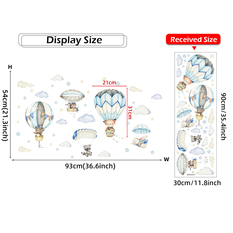 Cartoon Cute Animals Hot Air B – Baby Nursery Stickers recenzja i cena