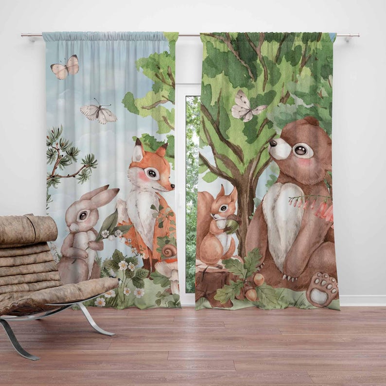 Zasłony z motywem zwierząt leś – Baby Nursery Blackout Curtains recenzja i cena