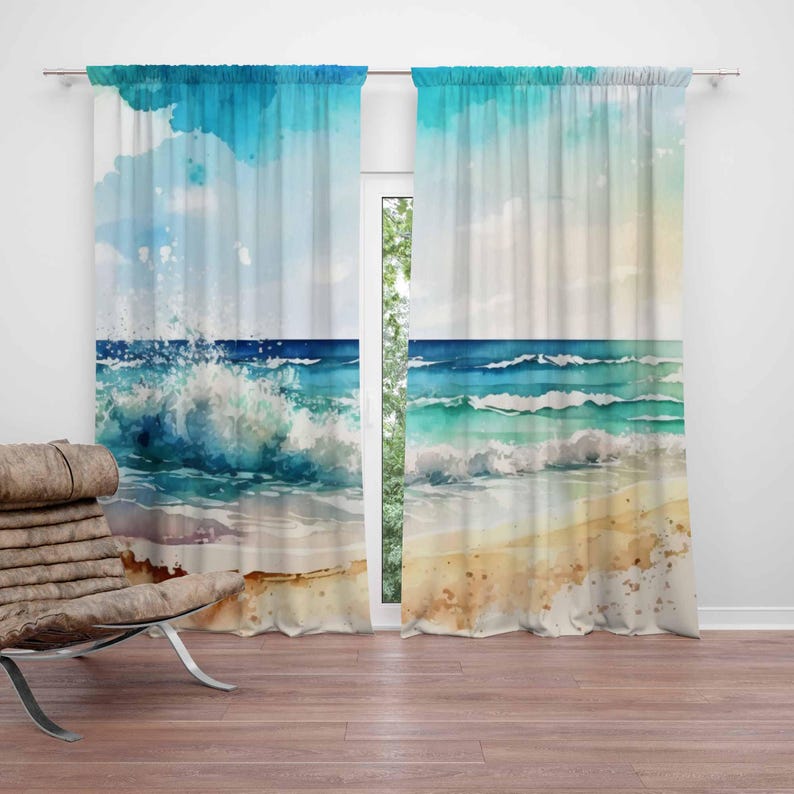 Zasłony z motywem fal morskich – Baby Nursery Blackout Curtains recenzja i cena