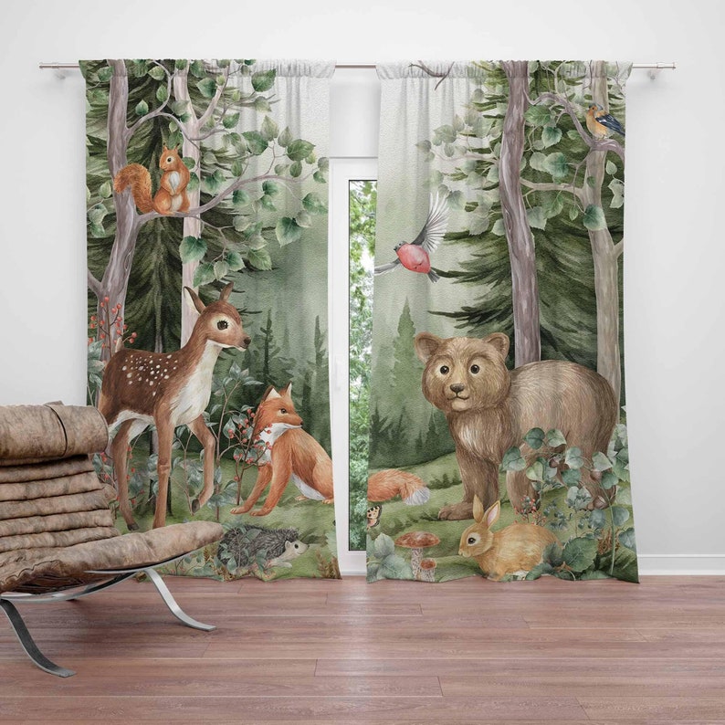Zasłony z motywem zwierząt leś – Baby Nursery Blackout Curtains recenzja i cena
