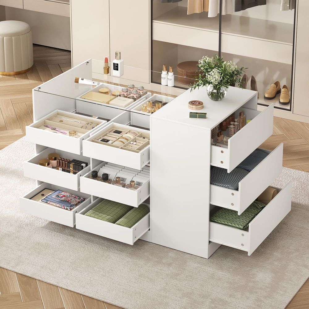 Wyspa do szafy z szufladami, s – Drawer Dresser White recenzja i cena
