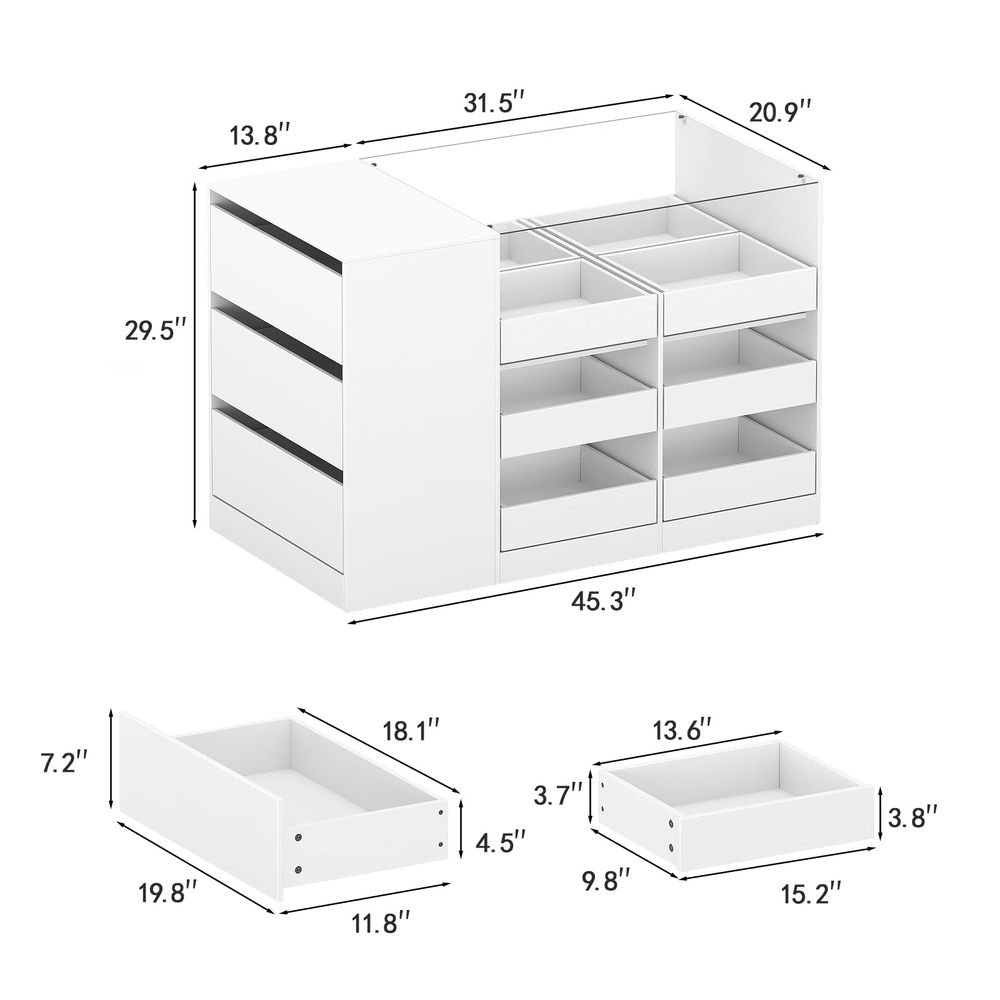 Wyspa do szafy z szufladami, s – Drawer Dresser White recenzja i cena