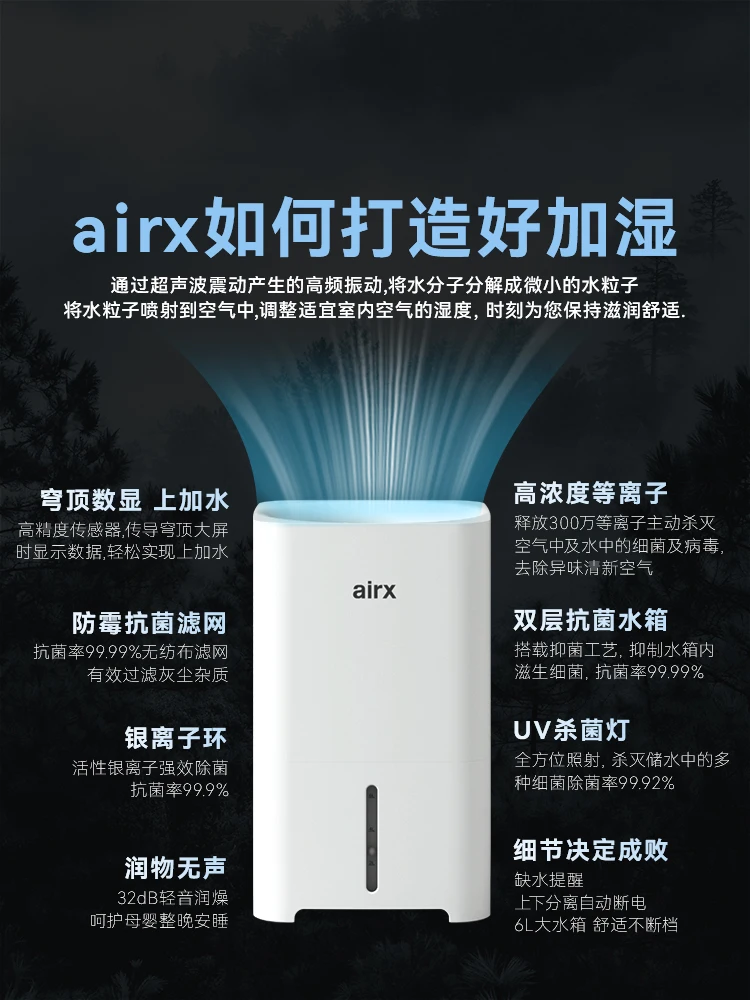 Nawilżacz powietrza 220V airx, – Humidifier Nursery Quiet recenzja i cena