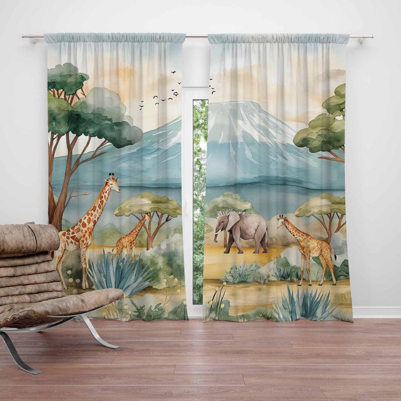 Zasłony Safari Zwierzęta Dziec – Baby Nursery Blackout Curtains recenzja i cena