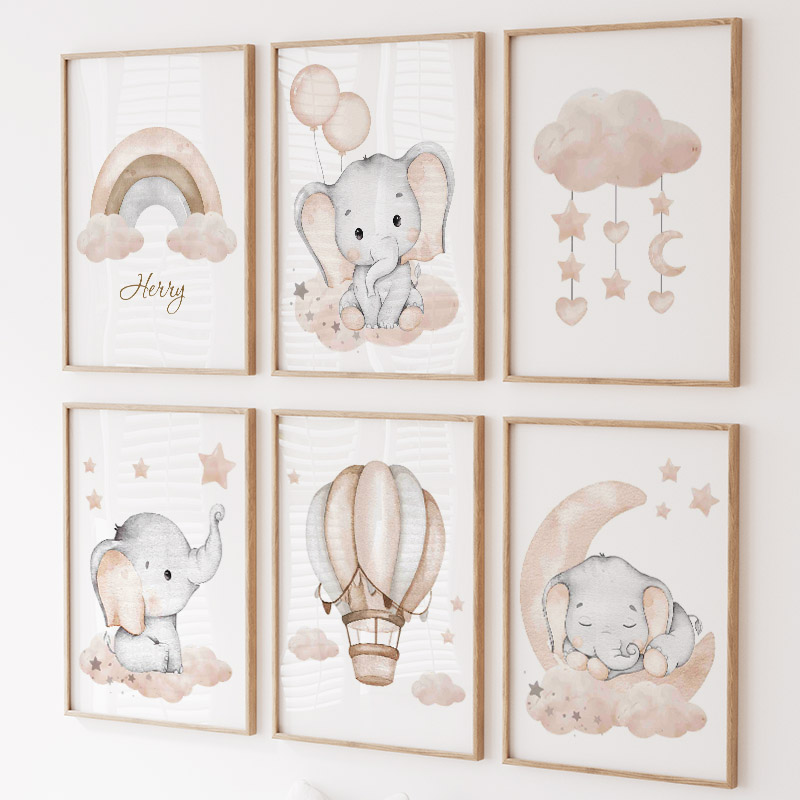 Cute Elephant Hot Balloon Moon – Baby Nursery Modern recenzja i cena