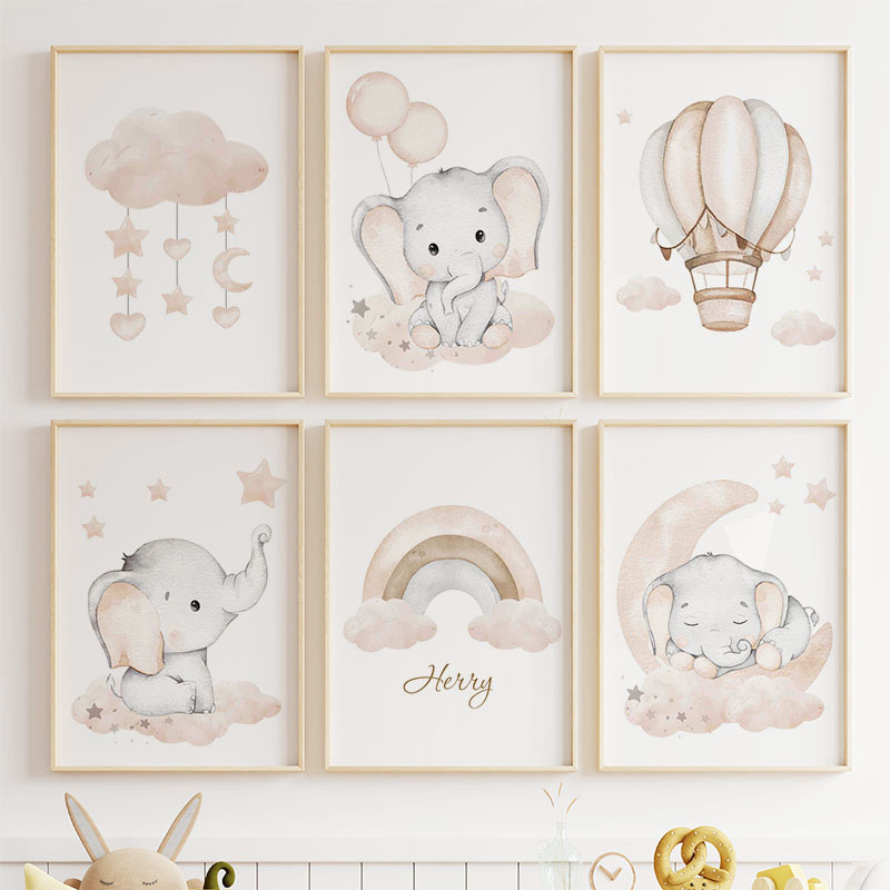 Cute Elephant Hot Balloon Moon – Baby Nursery Modern recenzja i cena