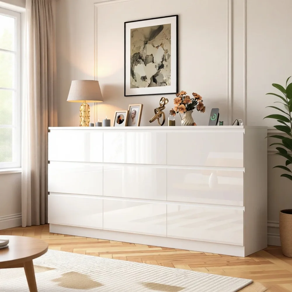 Duża komoda z 9 szufladami, 70 – Drawer Dresser White recenzja i cena