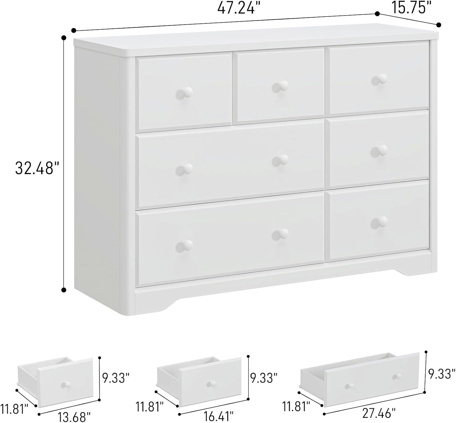 Komoda z 7 szufladami, szafka  – Drawer Dresser White recenzja i cena